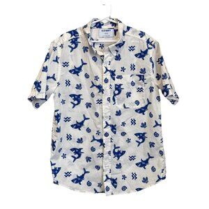 Old Navy Top Boys Large 10 12 Kids Shirt Short Sleeve Button Down Classic White